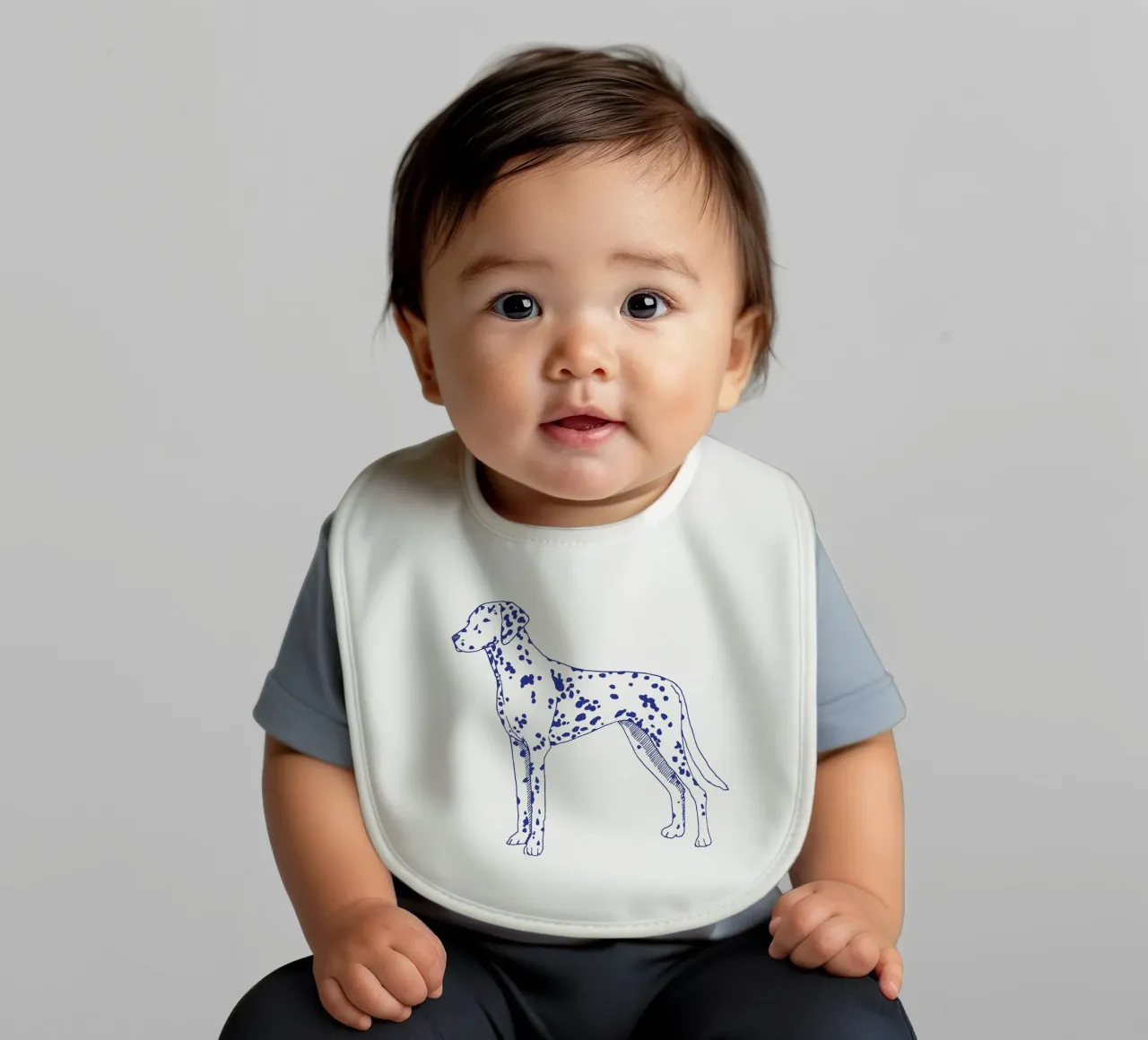 Dalmatian bavaglino da Blue on White