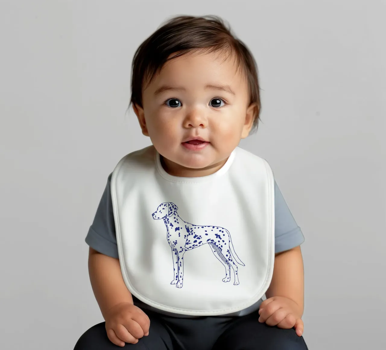 Dalmatian bavaglino da Blue on White