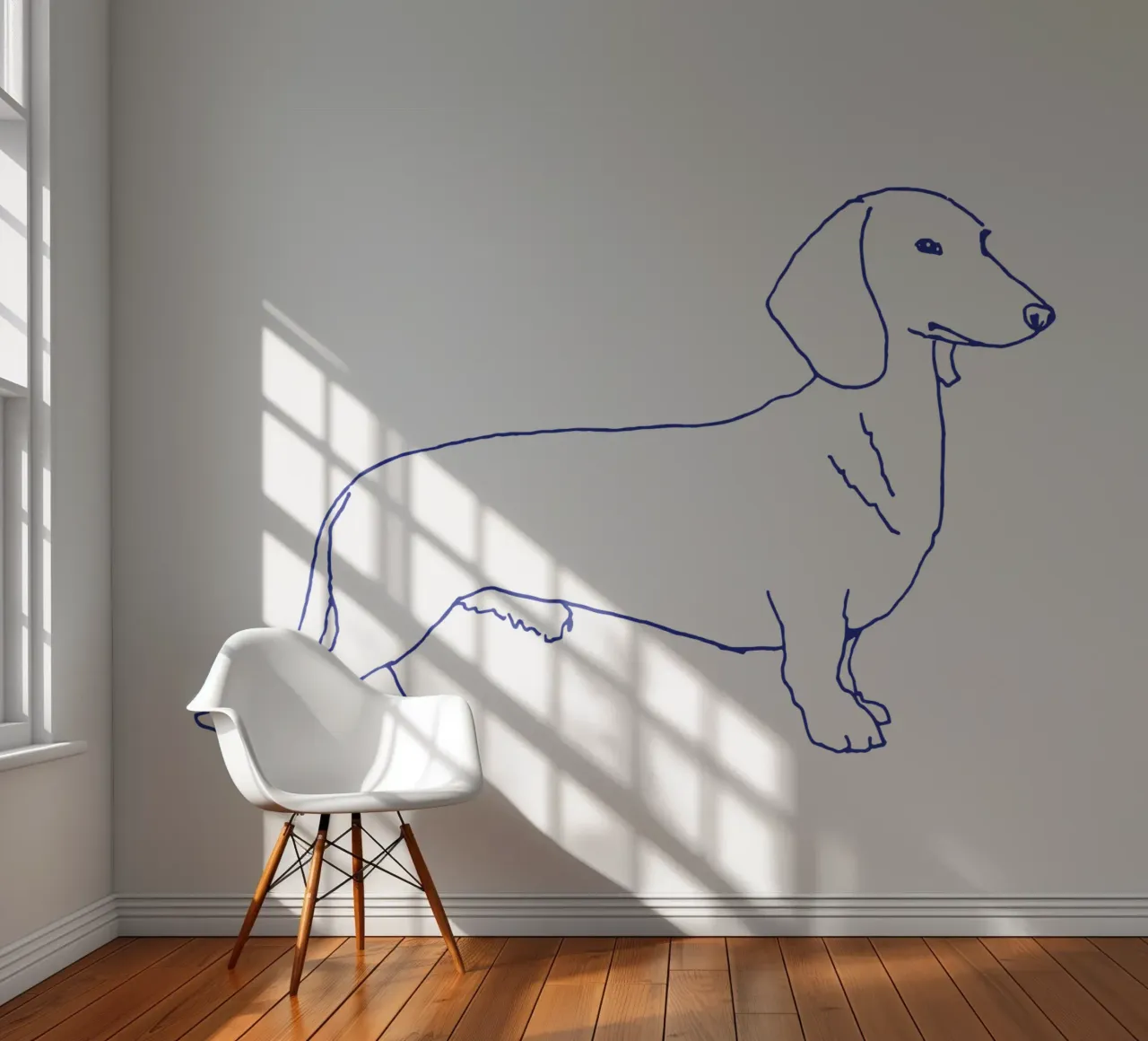 teckel fotobehang van Blue on White