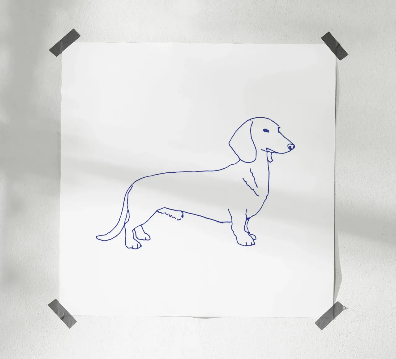 teckel poster van Blue on White