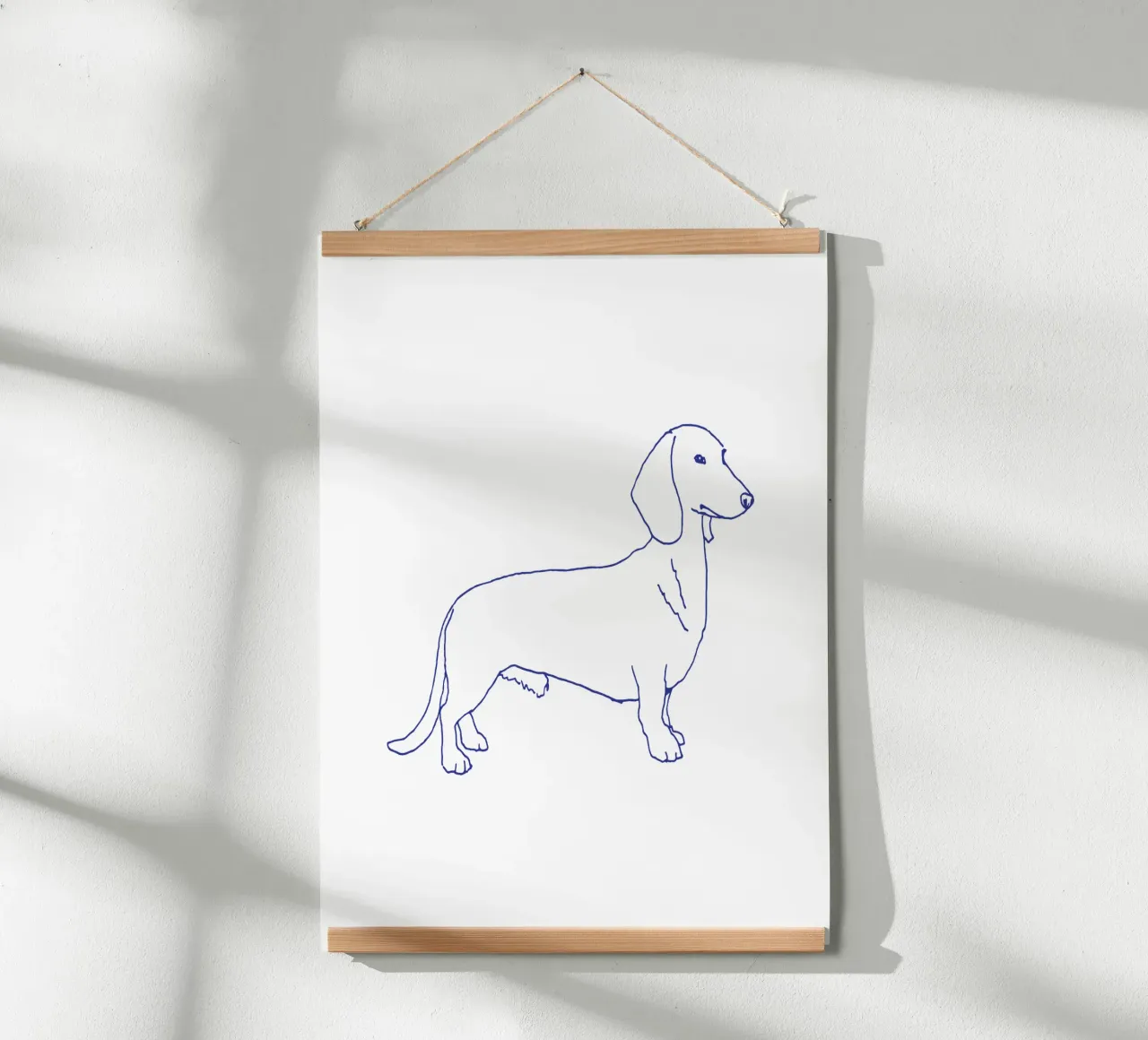 teckel poster van Blue on White