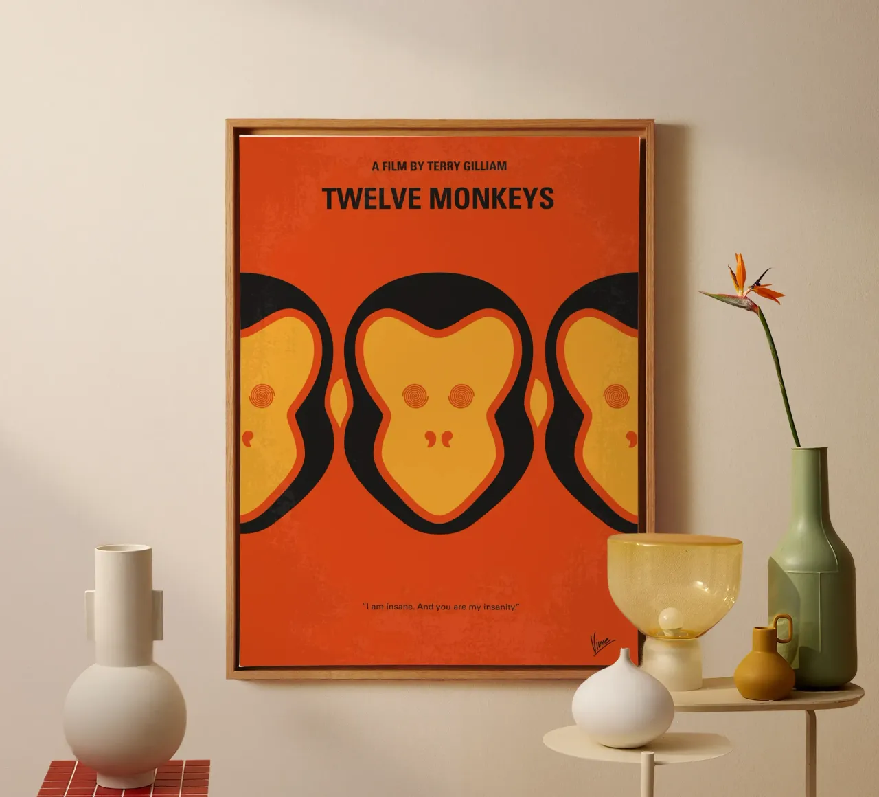 No355 My 12 MONKEYS minimal movie poster tela con Cornice a cassetta da Chungkong