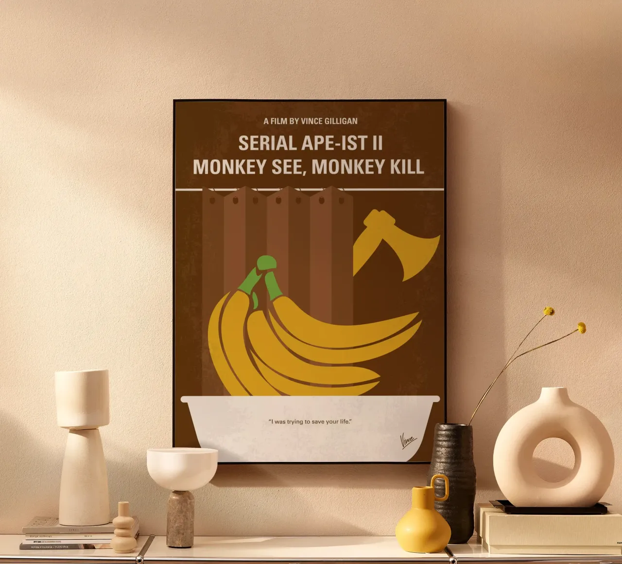 No356 My Serial Ape-ist minimal movie poster alluminio dibond da Chungkong