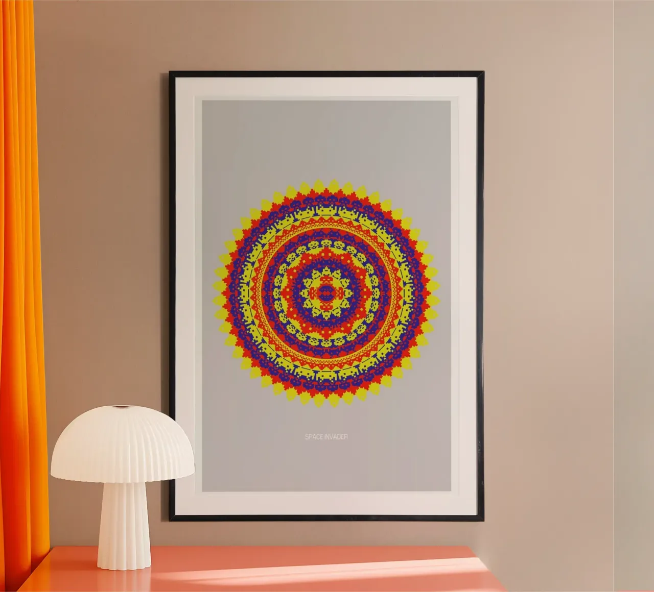 Space Invader Mandala carta hahnemühle da Olivier Marchand