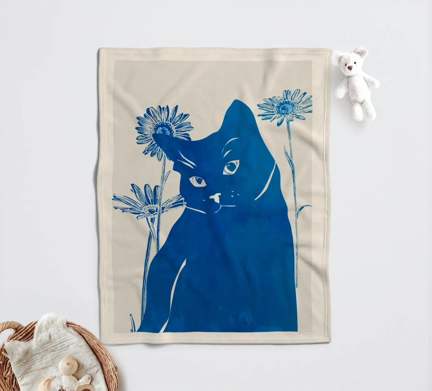 Blauwe Kat fleecedeken van ThingDesign
