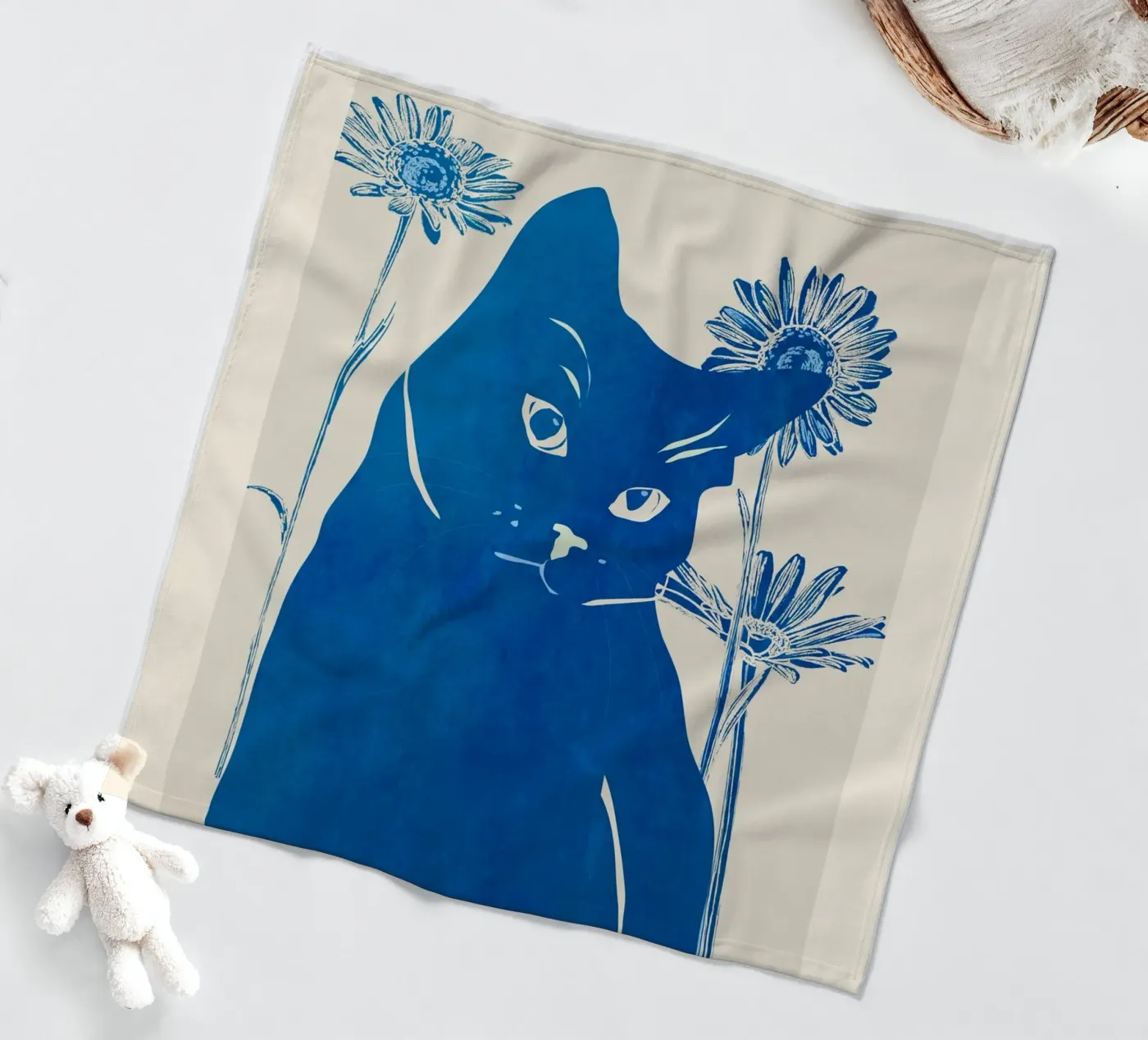 Blauwe Kat fleecedeken van ThingDesign