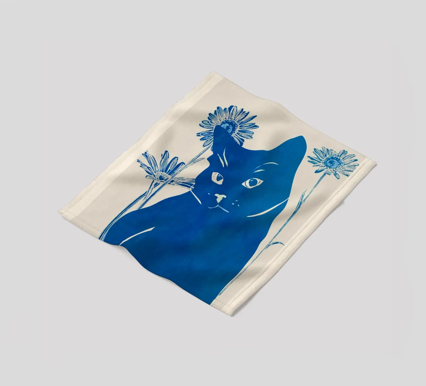 Blauwe Kat fleecedeken van ThingDesign