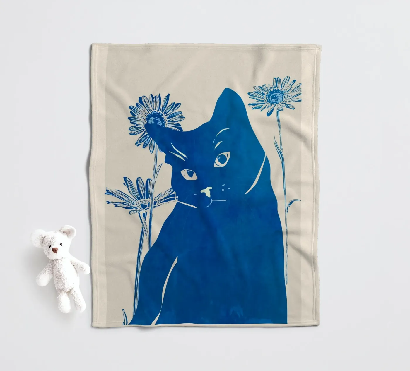 Blauwe Kat fleecedeken van ThingDesign