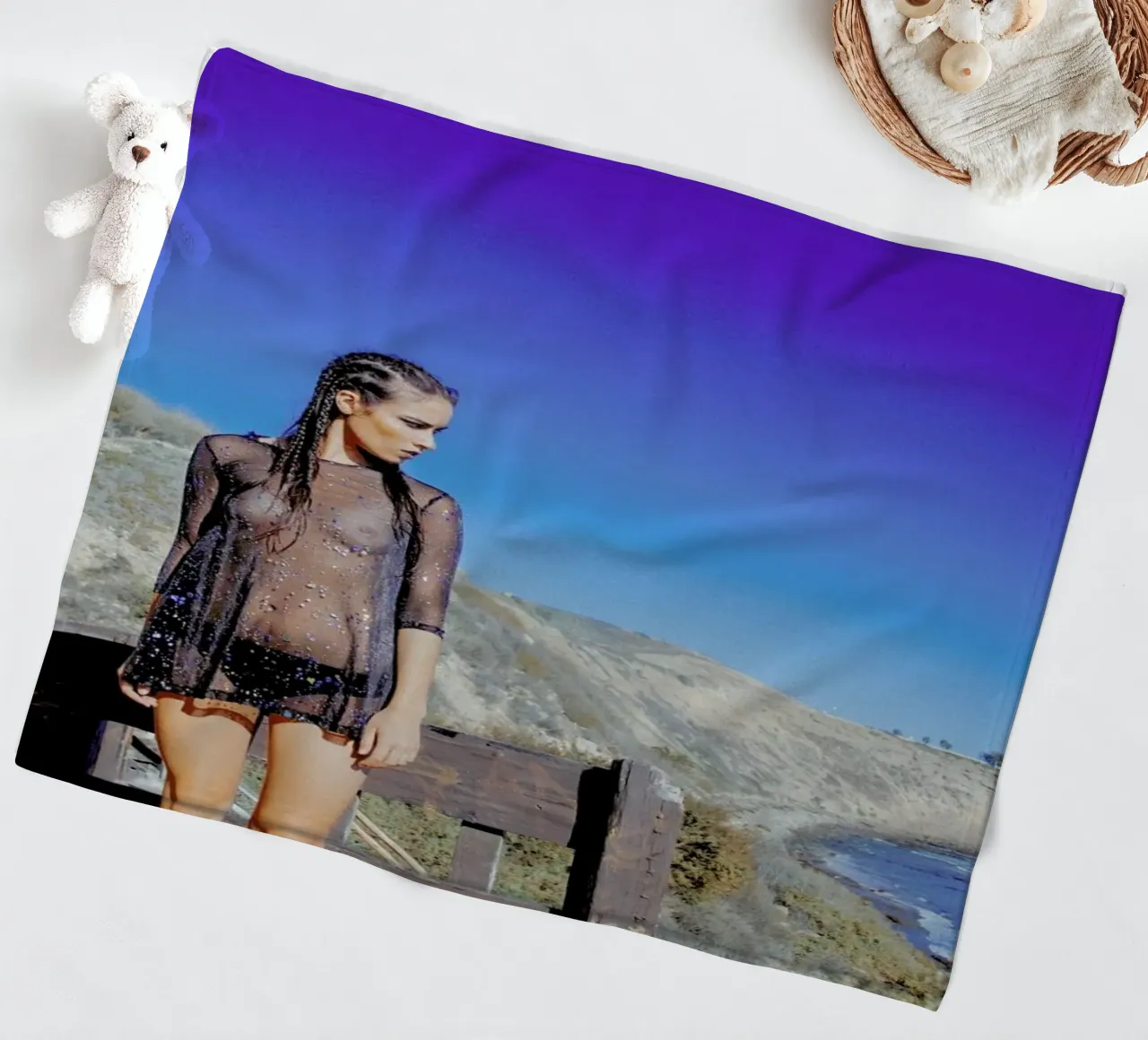 She Wanted To Be a Mermaid fleece blanket by Aysha Banos