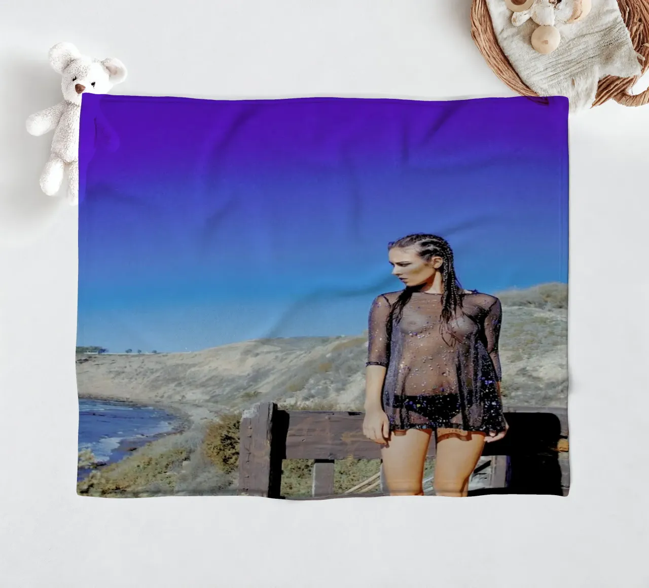 She Wanted To Be a Mermaid fleece blanket by Aysha Banos