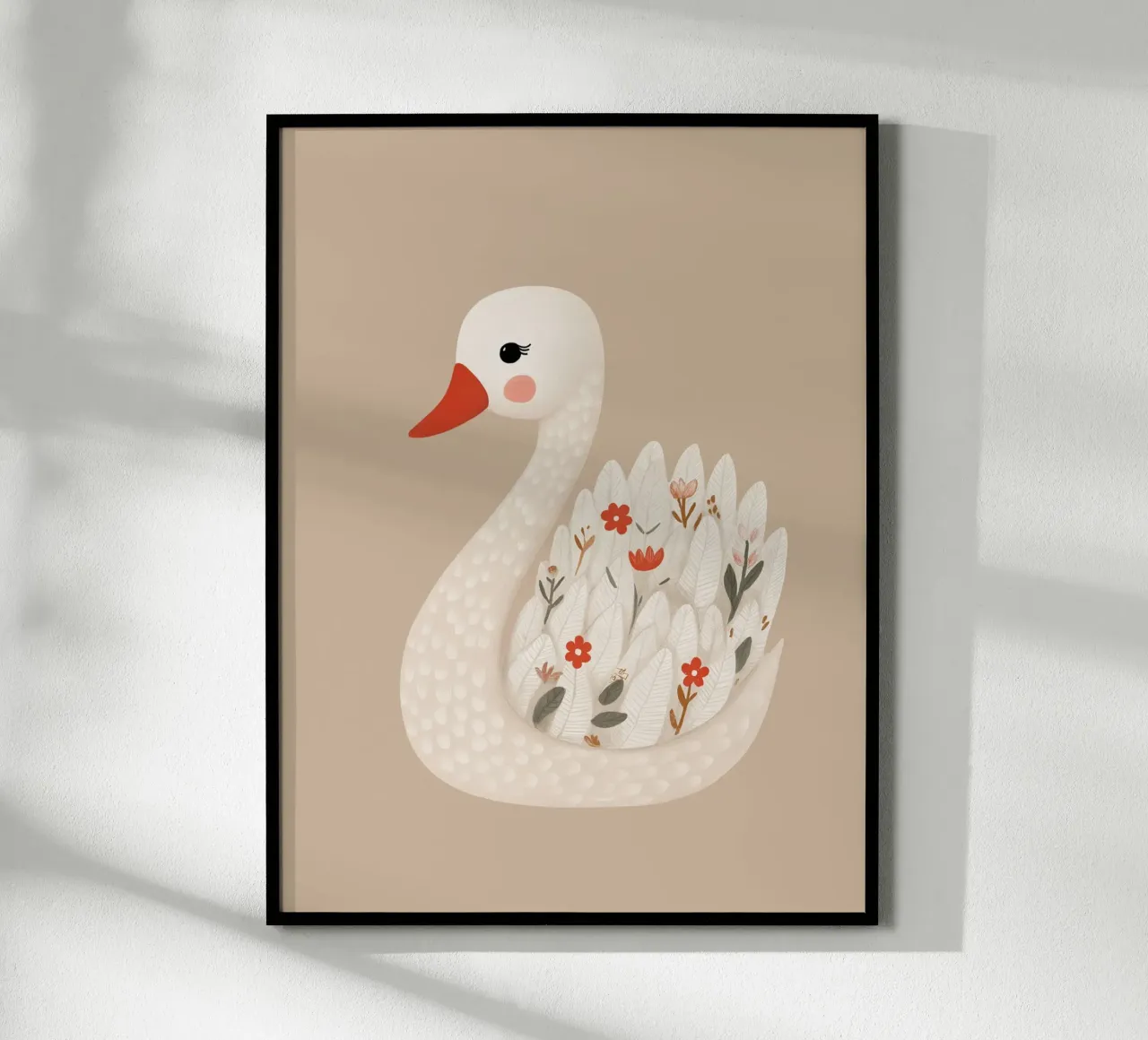 Cigno floreale poster da Lille Verden