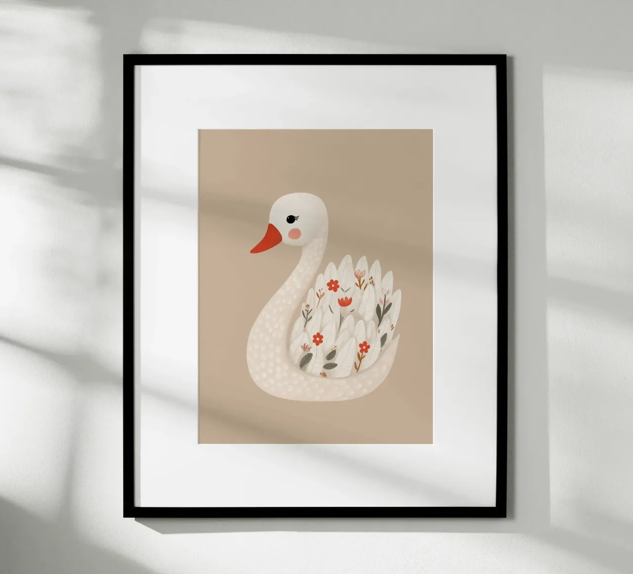 Cigno floreale poster da Lille Verden