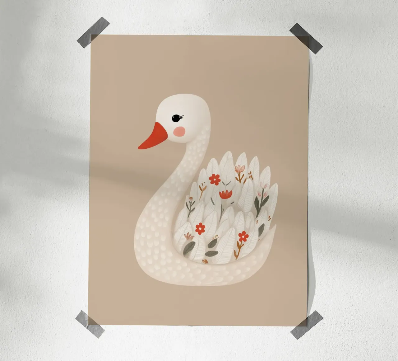 Cigno floreale poster da Lille Verden