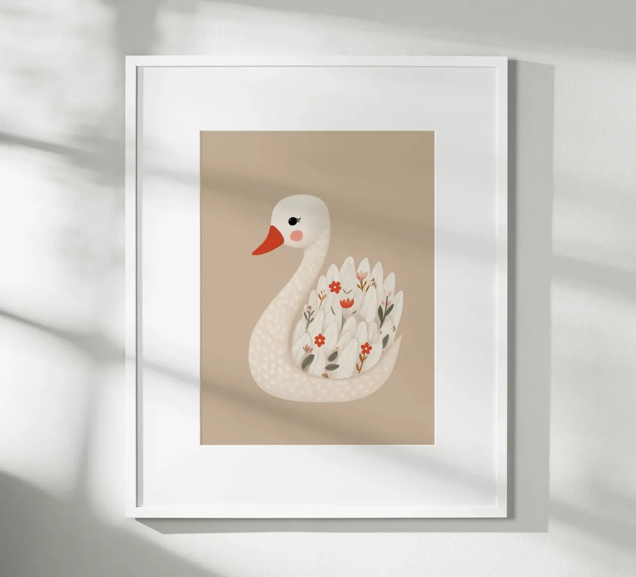 Cigno floreale poster da Lille Verden