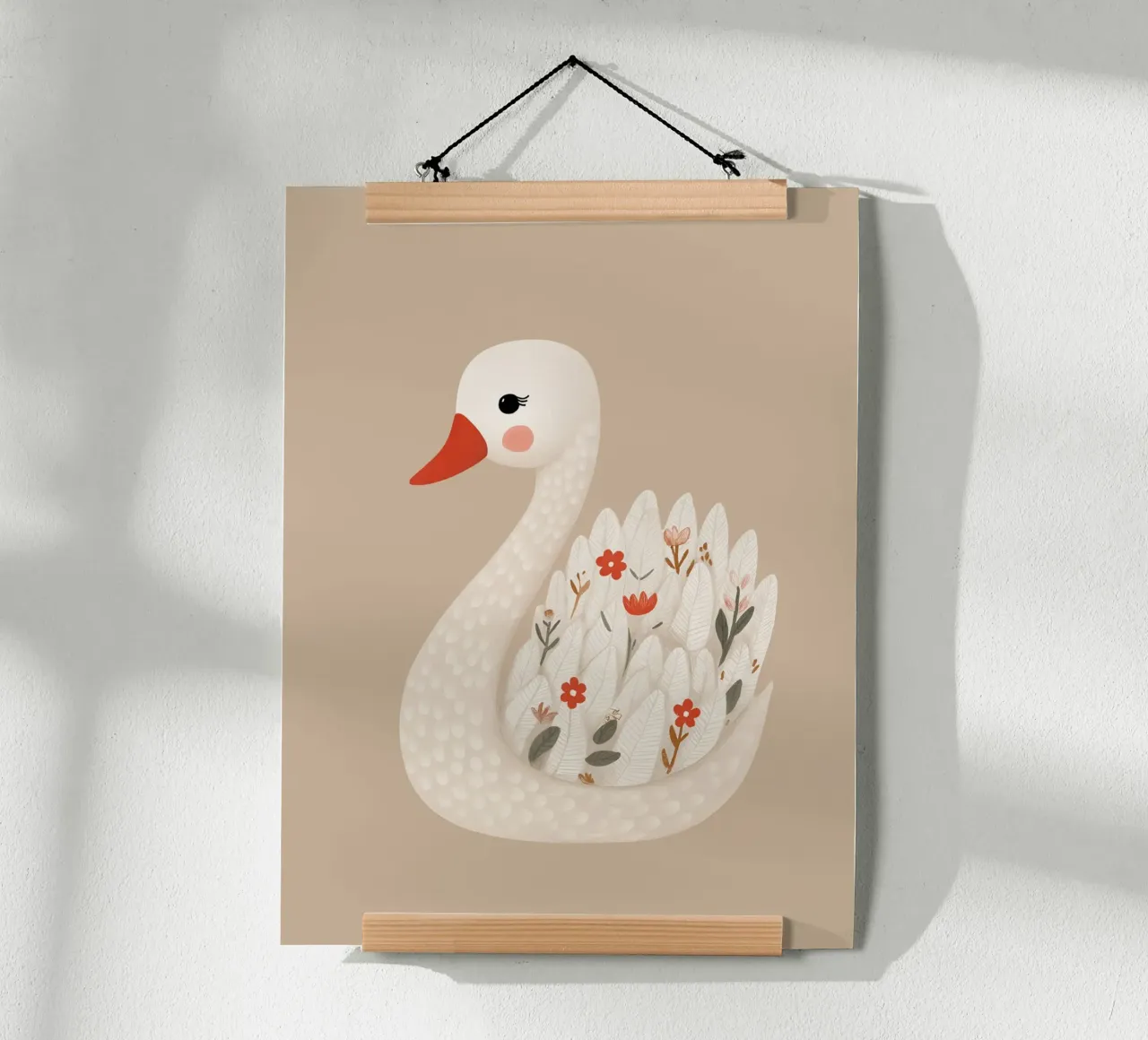 Cigno floreale poster da Lille Verden