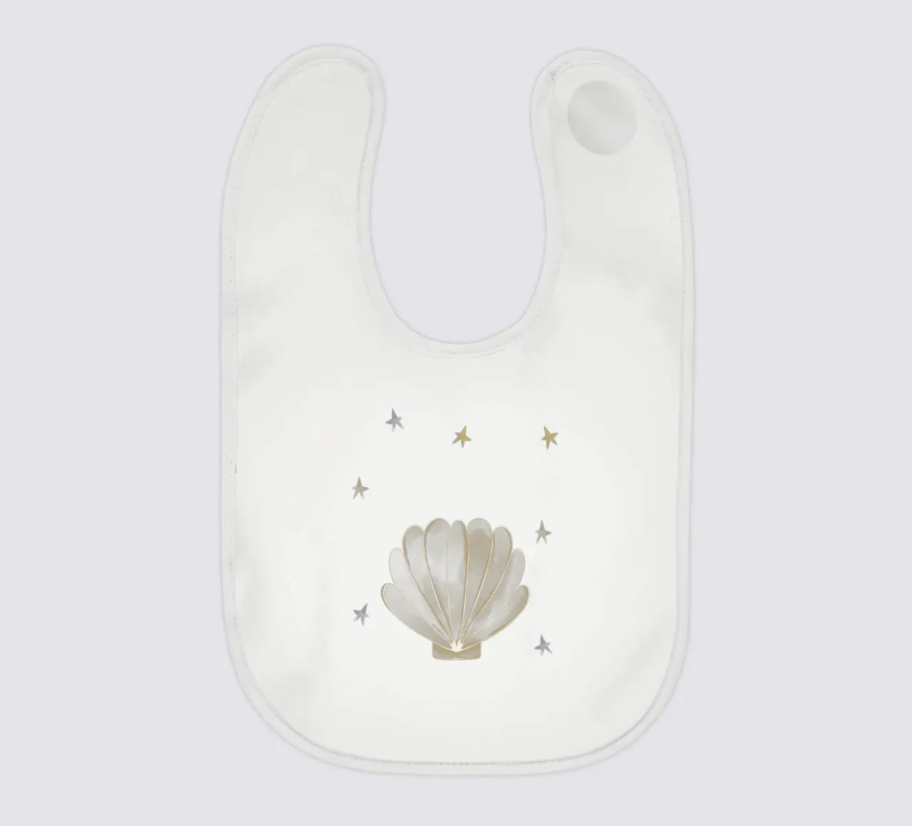 Yellow Seashell baby bib by Menina Lisboa