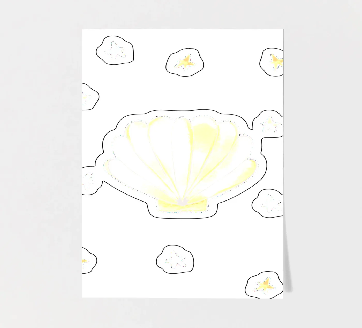 Yellow Seashell sticker sheet by Menina Lisboa
