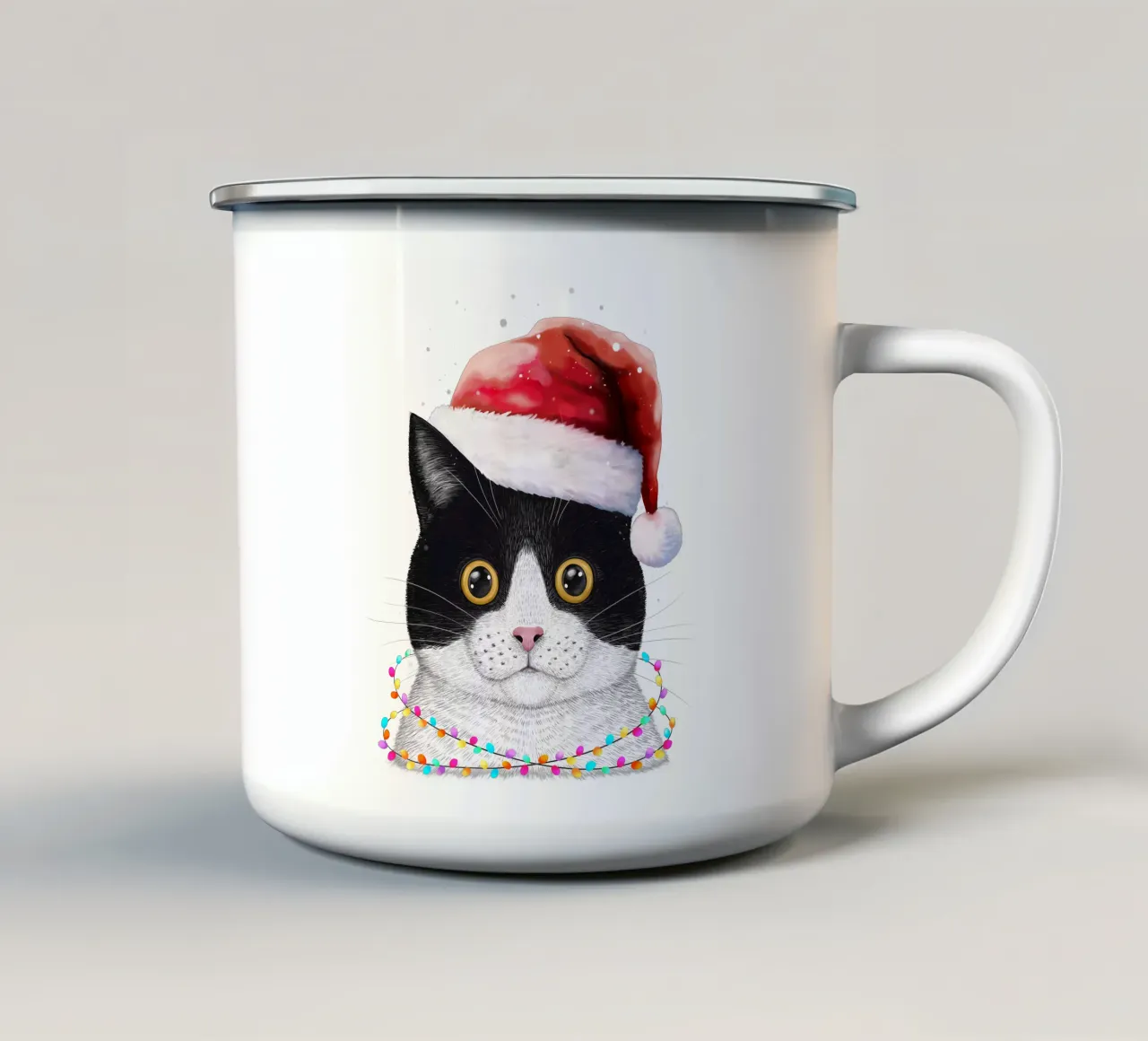 Santa cat tazza in smalto da valeriyakorenkova