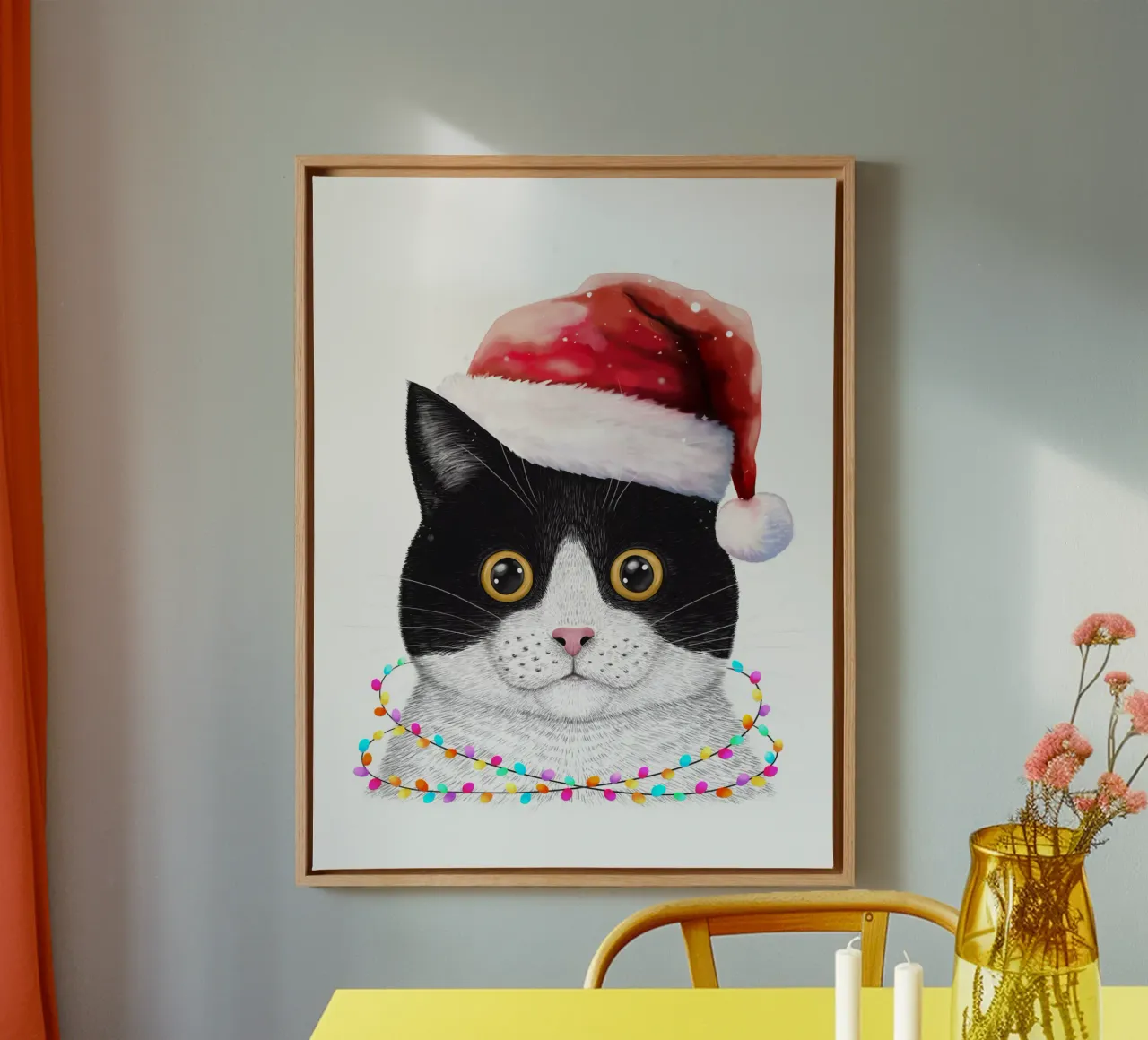Santa cat tela con Cornice a cassetta da valeriyakorenkova