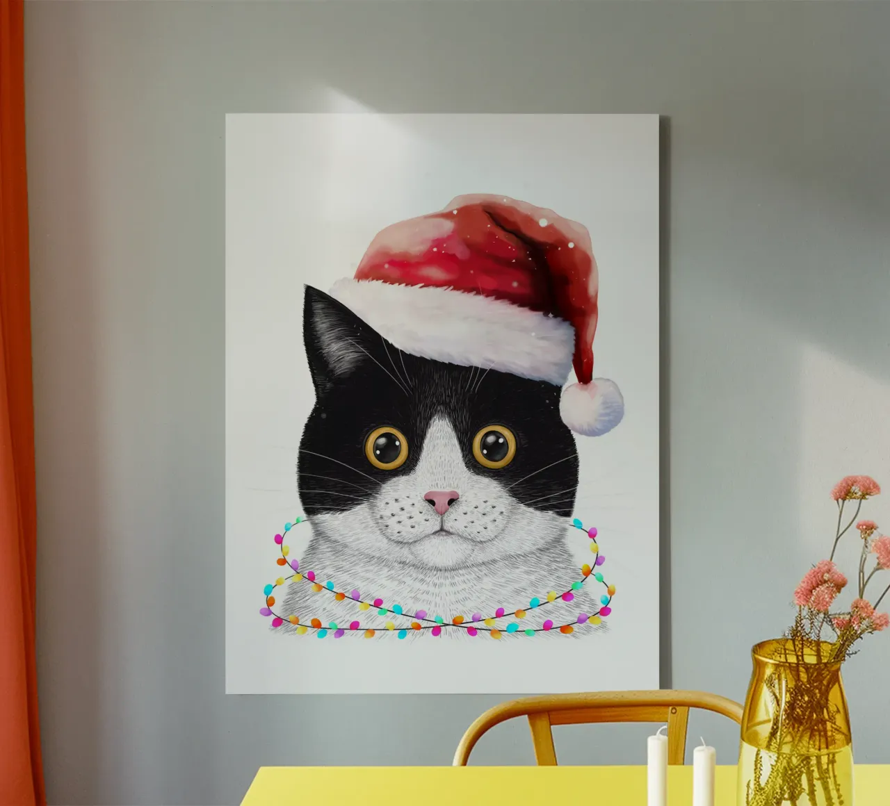 Santa cat tela con Cornice a cassetta da valeriyakorenkova