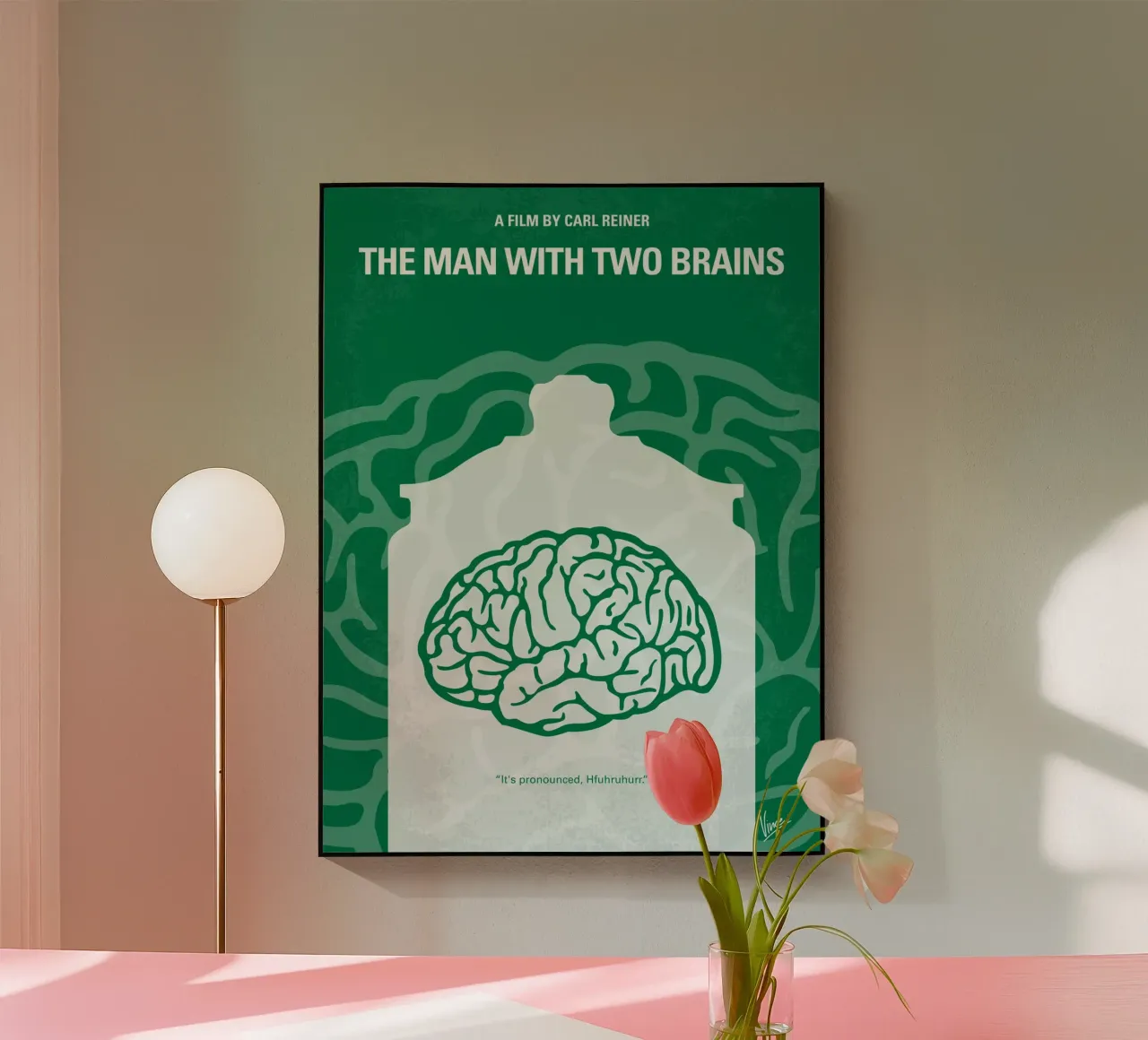 No390 My The Man With Two Brains minimal movie poster plexiglass da Chungkong