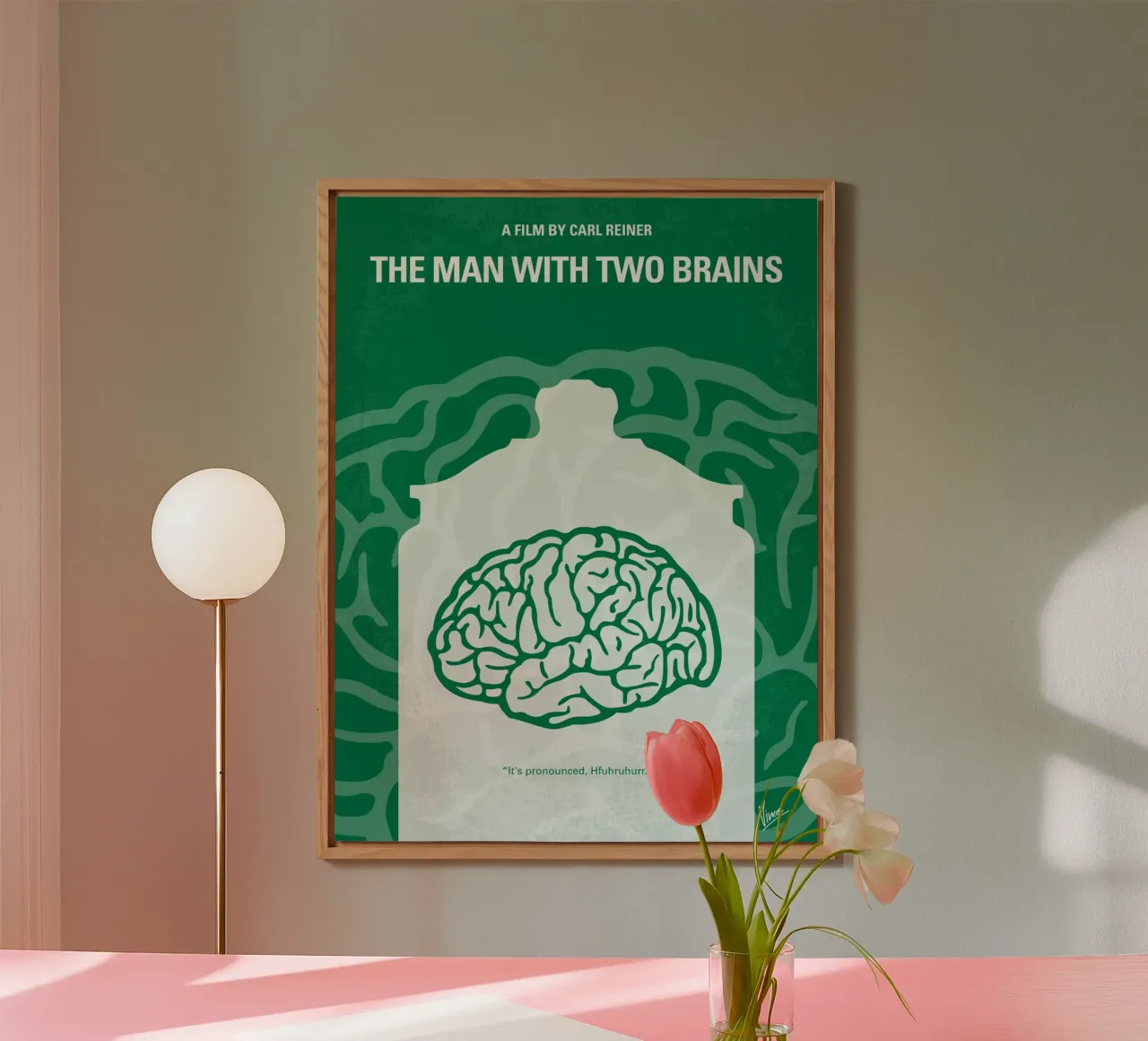 No390 My The Man With Two Brains minimal movie poster alluminio dibond da Chungkong