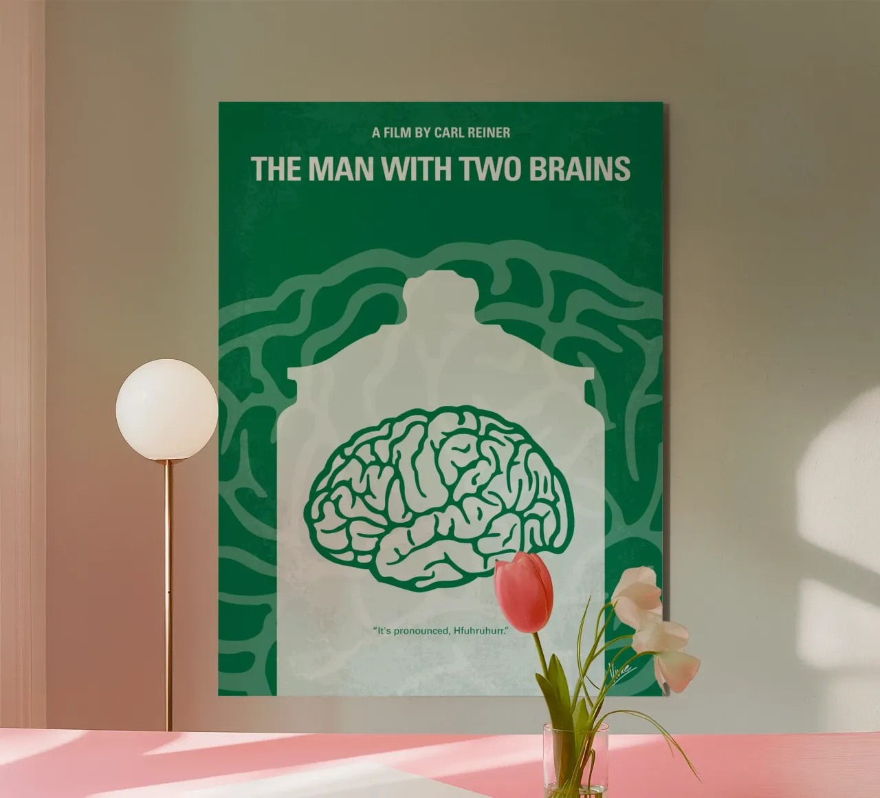 No390 My The Man With Two Brains minimal movie poster alluminio dibond da Chungkong