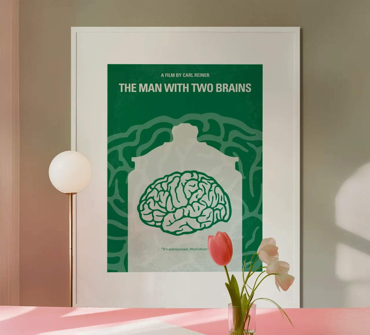 No390 My The Man With Two Brains minimal movie poster poster con telaio in legno da Chungkong