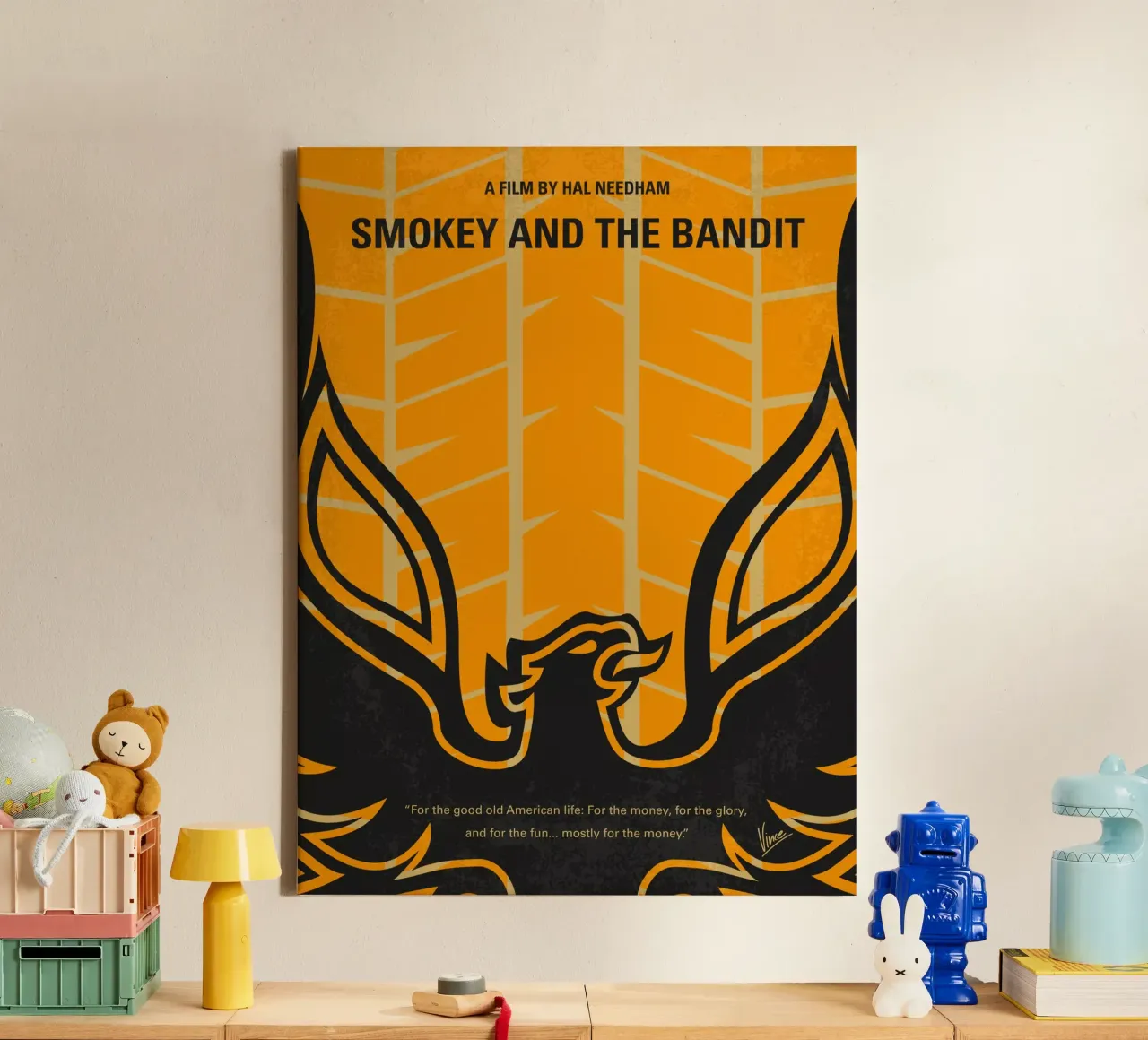 No398 My smokey and the bandits minimal movie poster canvas with Floater frame by Chungkong
