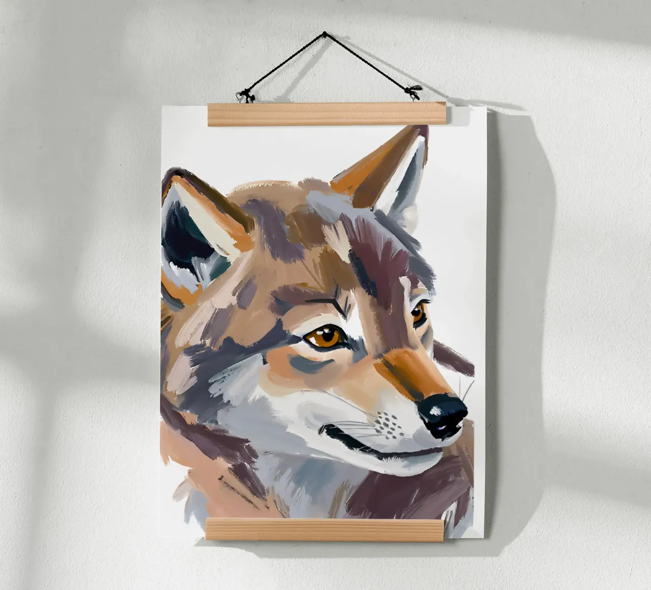 Kleiner Wolf poster con telaio in legno da Ohkimiko