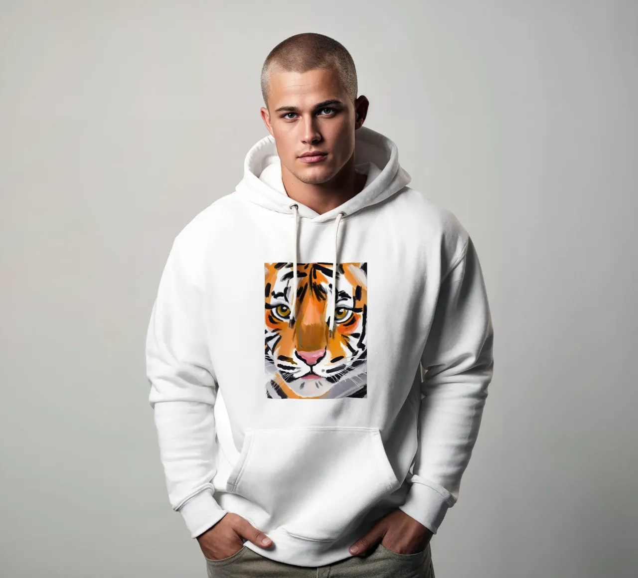 Tigergesicht felpa con cappuccio da Ohkimiko