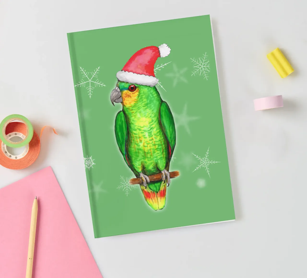 Perroquet amazone de Noël carnet de notes de BwiseLizzy