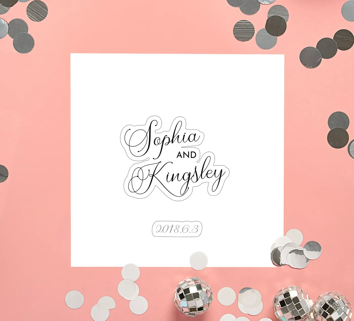 Custom Couple Name Sign Art Print for Modern Minimalist adesivo da Custom Name & Quote Prints