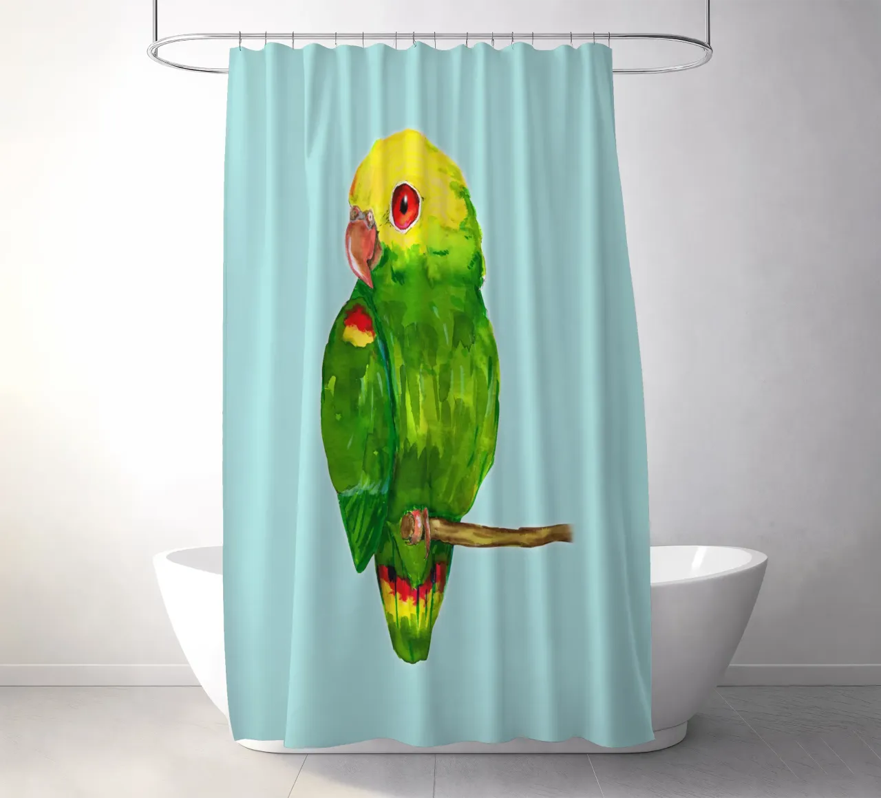Yellow headed amazon parrot shower curtain by BwiseLizzy