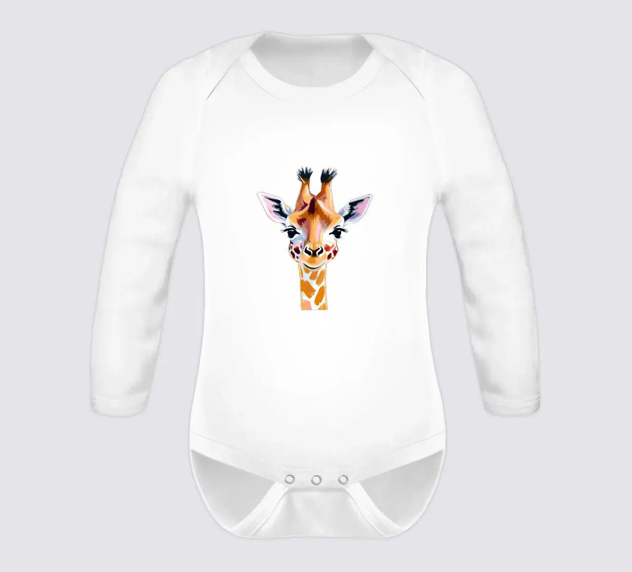 Kleine Giraffe long-sleeve baby romper by Ohkimiko