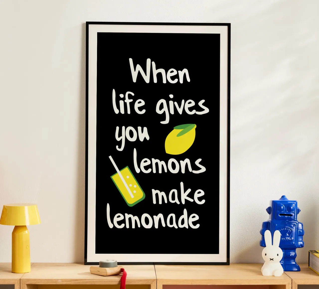 when life gives you lemons make lemonade poster con telaio in plastica da mygreenvalue