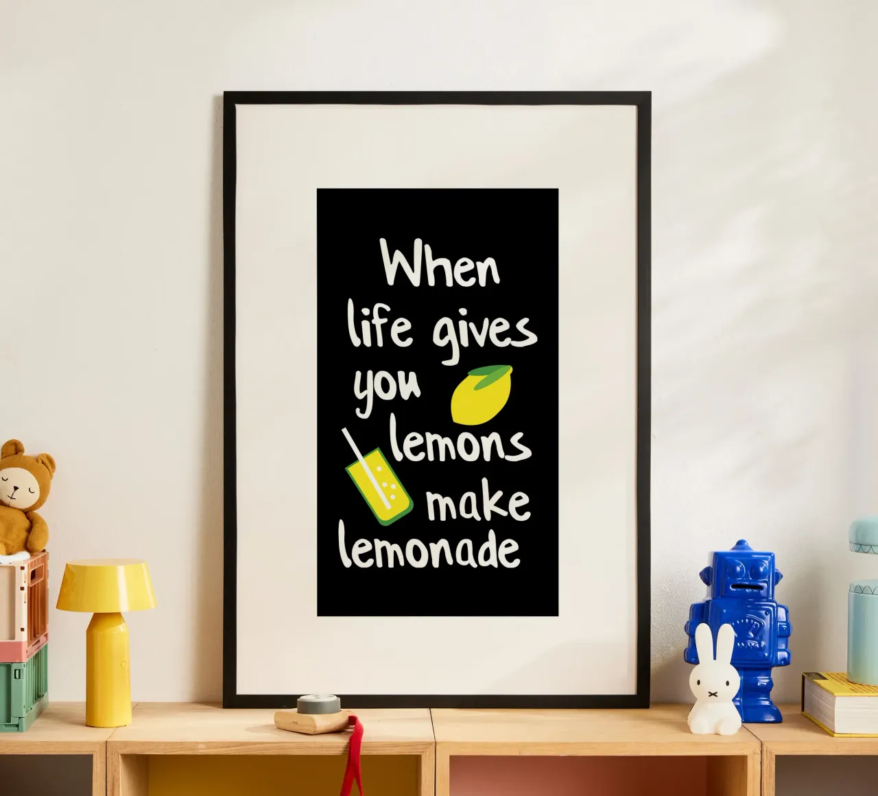 when life gives you lemons make lemonade poster con telaio in plastica da mygreenvalue