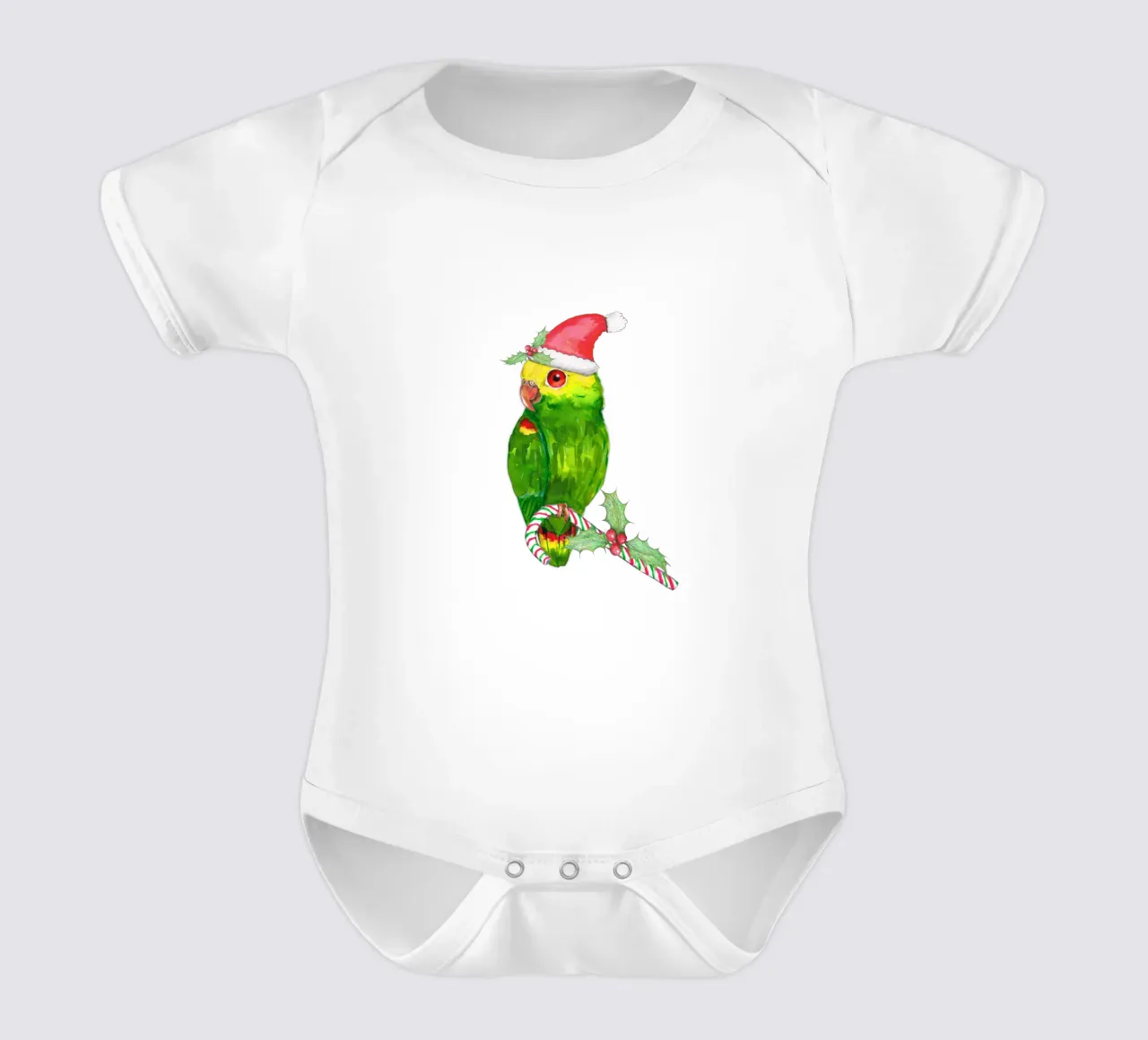 Pappagallo amazzone in stile natalizio body neonato maniche corte da BwiseLizzy