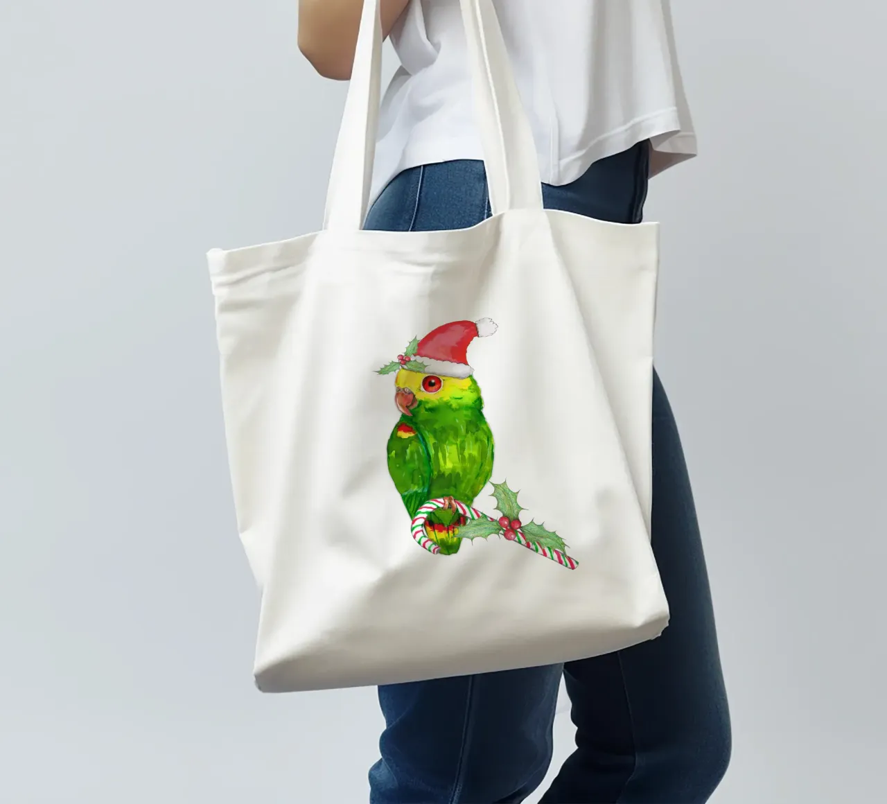 Pappagallo amazzone in stile natalizio borsa in juta da BwiseLizzy
