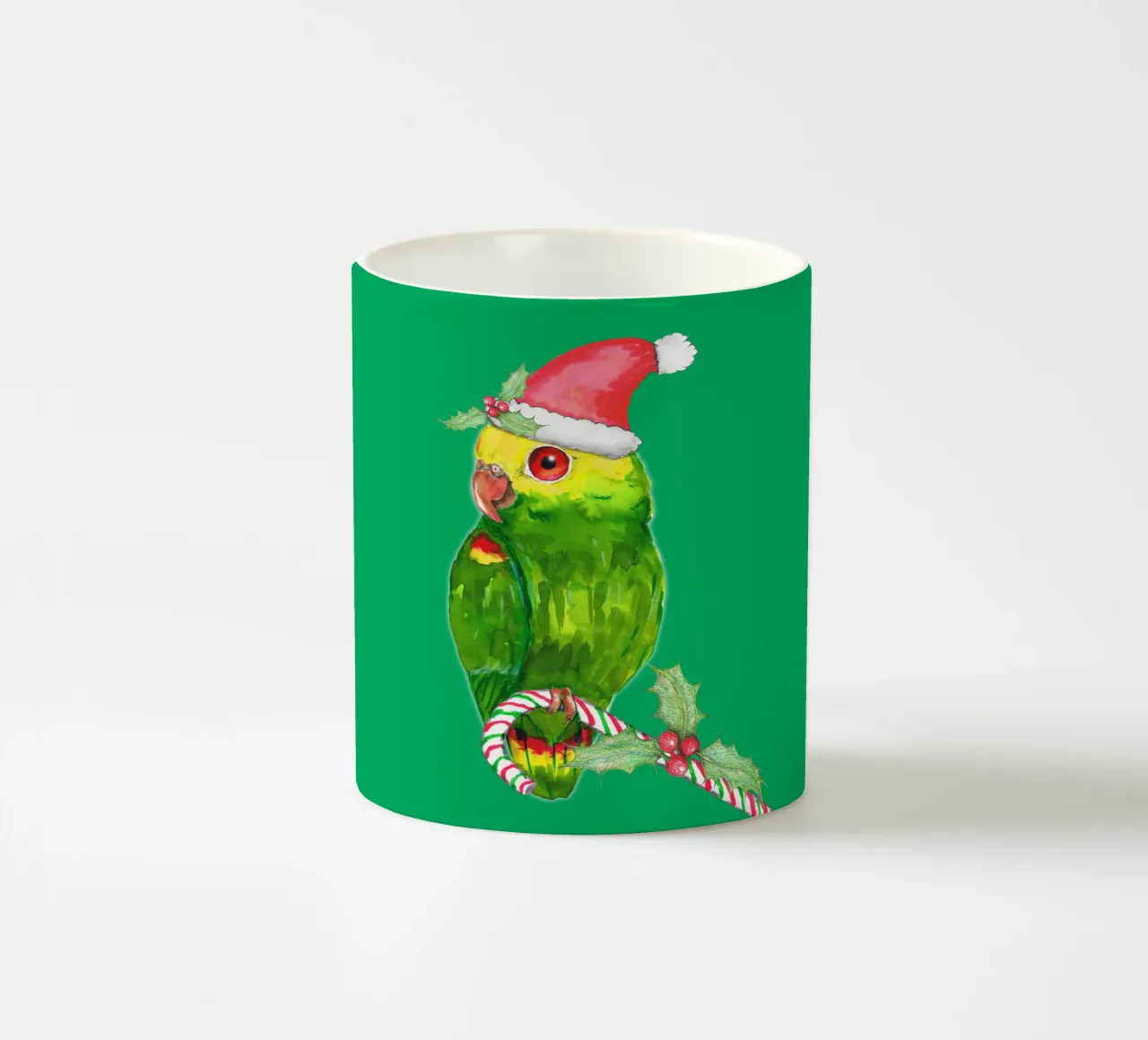 Pappagallo amazzone in stile natalizio tazza in ceramica da BwiseLizzy