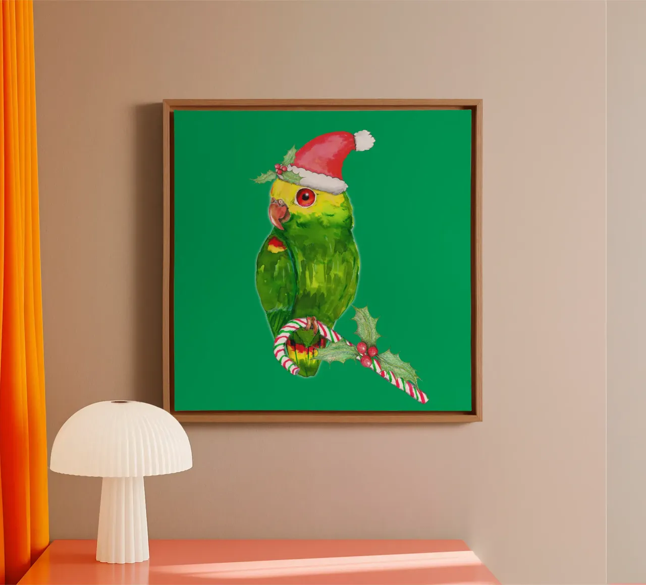 Amazon parrot Christmas style canvas by BwiseLizzy