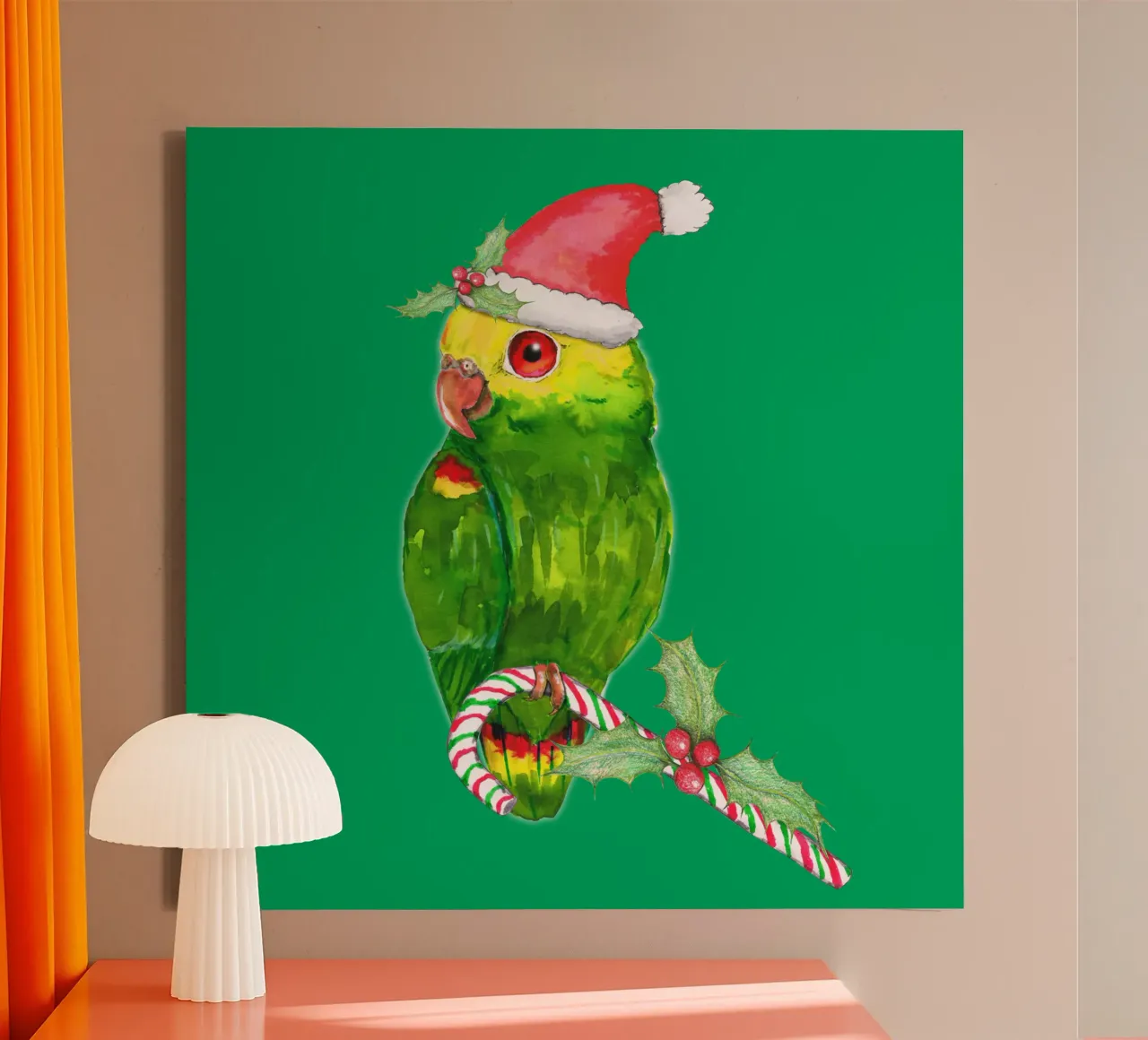 Amazon parrot Christmas style canvas by BwiseLizzy