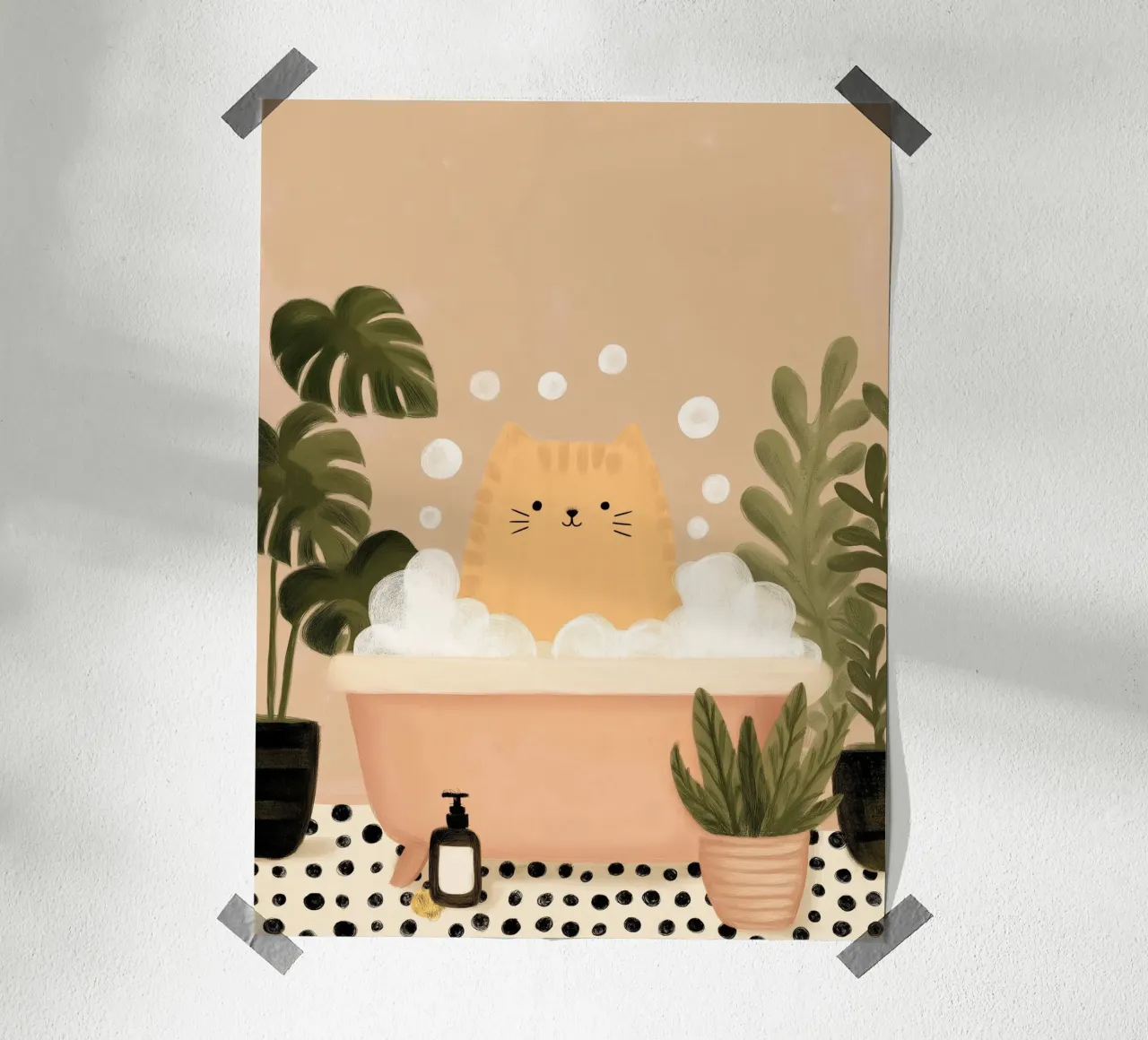 Bubble Bath Cat poster by Lille Verden