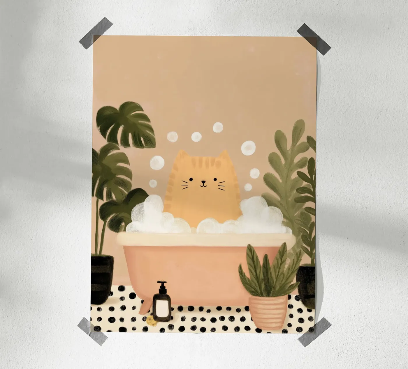 Bubble Bath Cat poster de Lille Verden