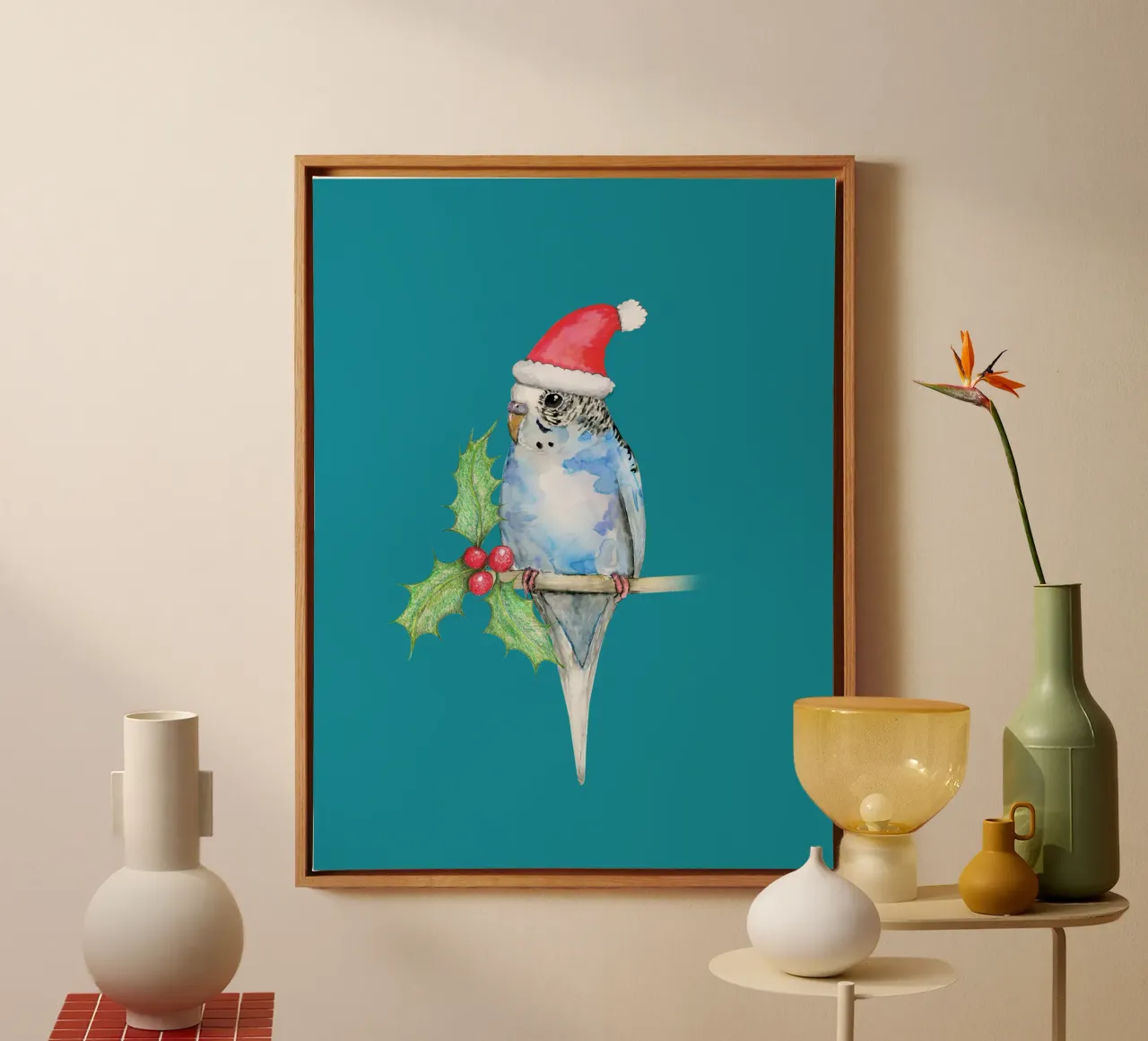 Blauw gevlekte parkiet kerststijl canvas met Baklijst van BwiseLizzy