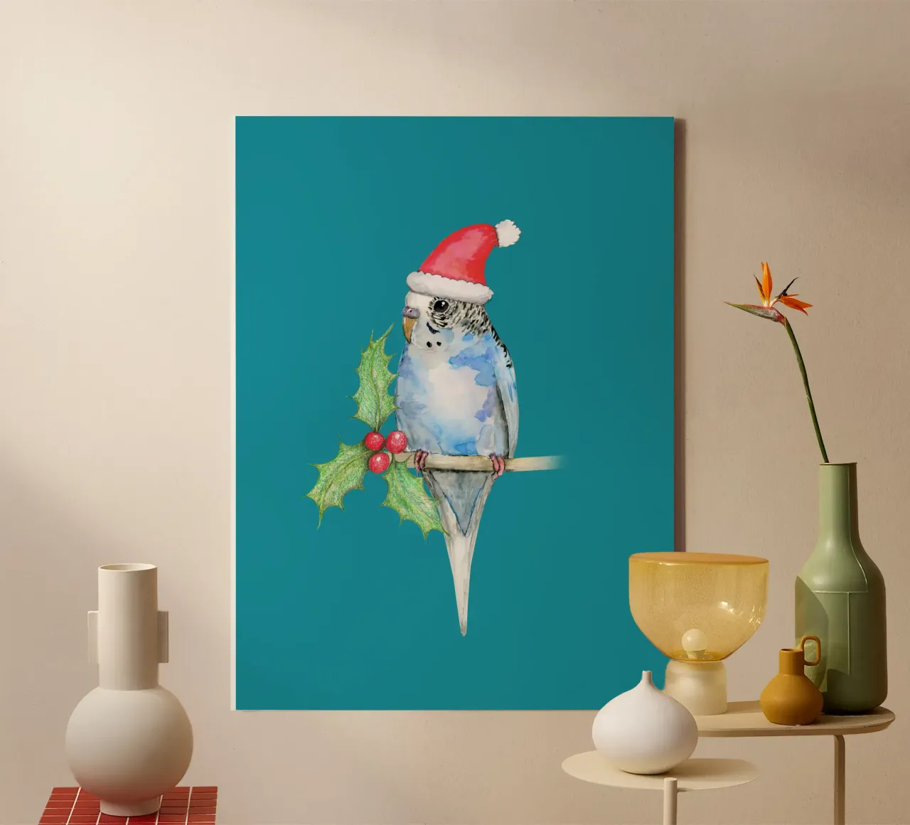 Blauw gevlekte parkiet kerststijl canvas met Baklijst van BwiseLizzy
