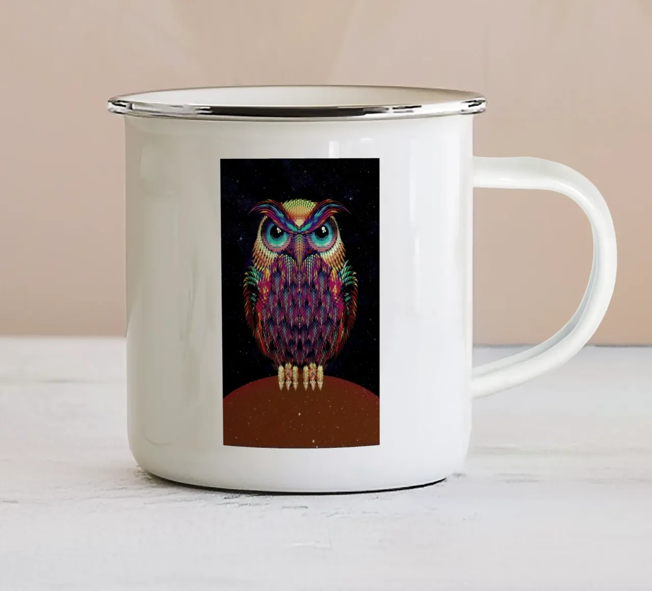 Owl 2 tazza in smalto da Ali Gulec
