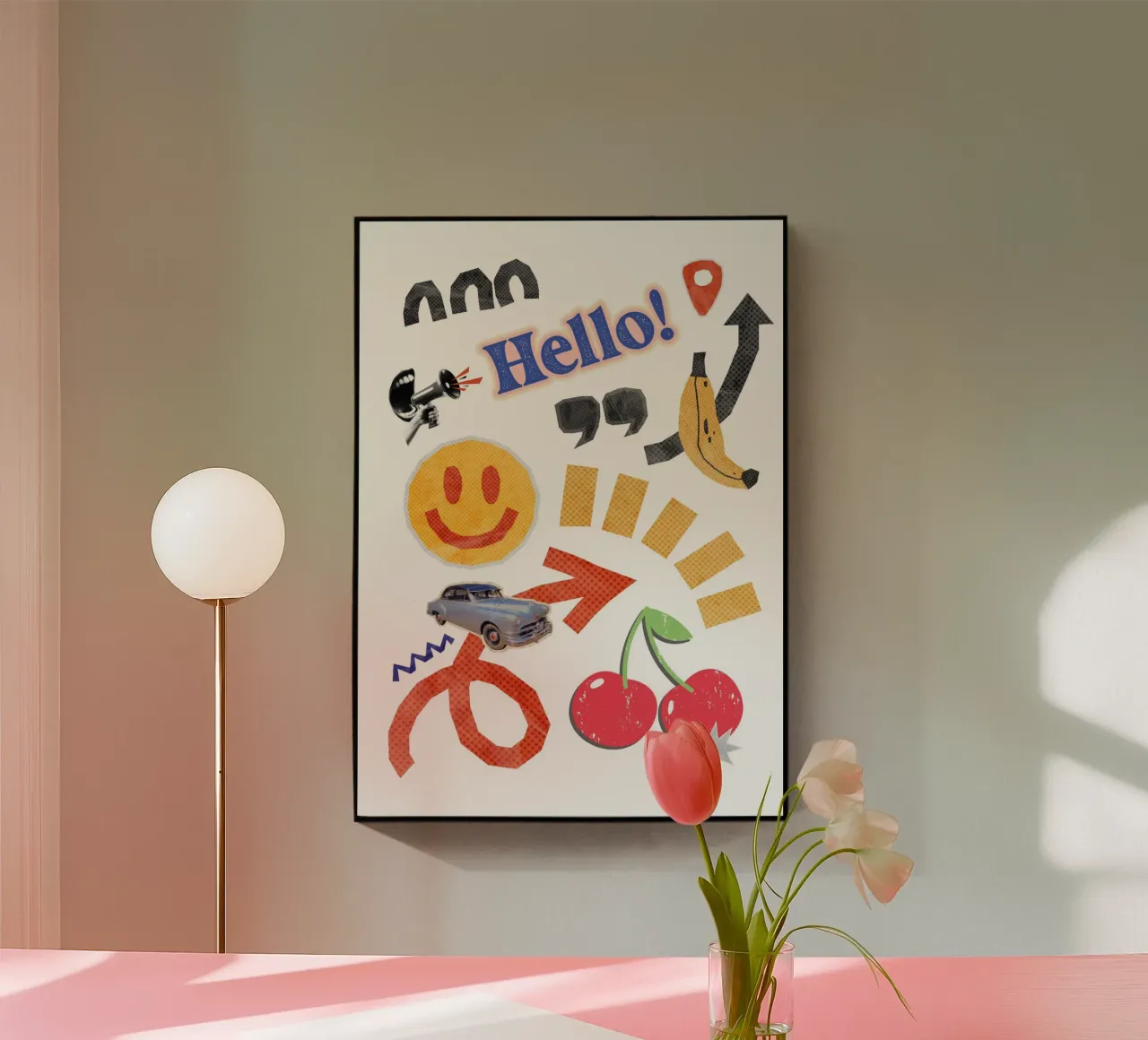 Hello retro collage plexiglass da Funkydays