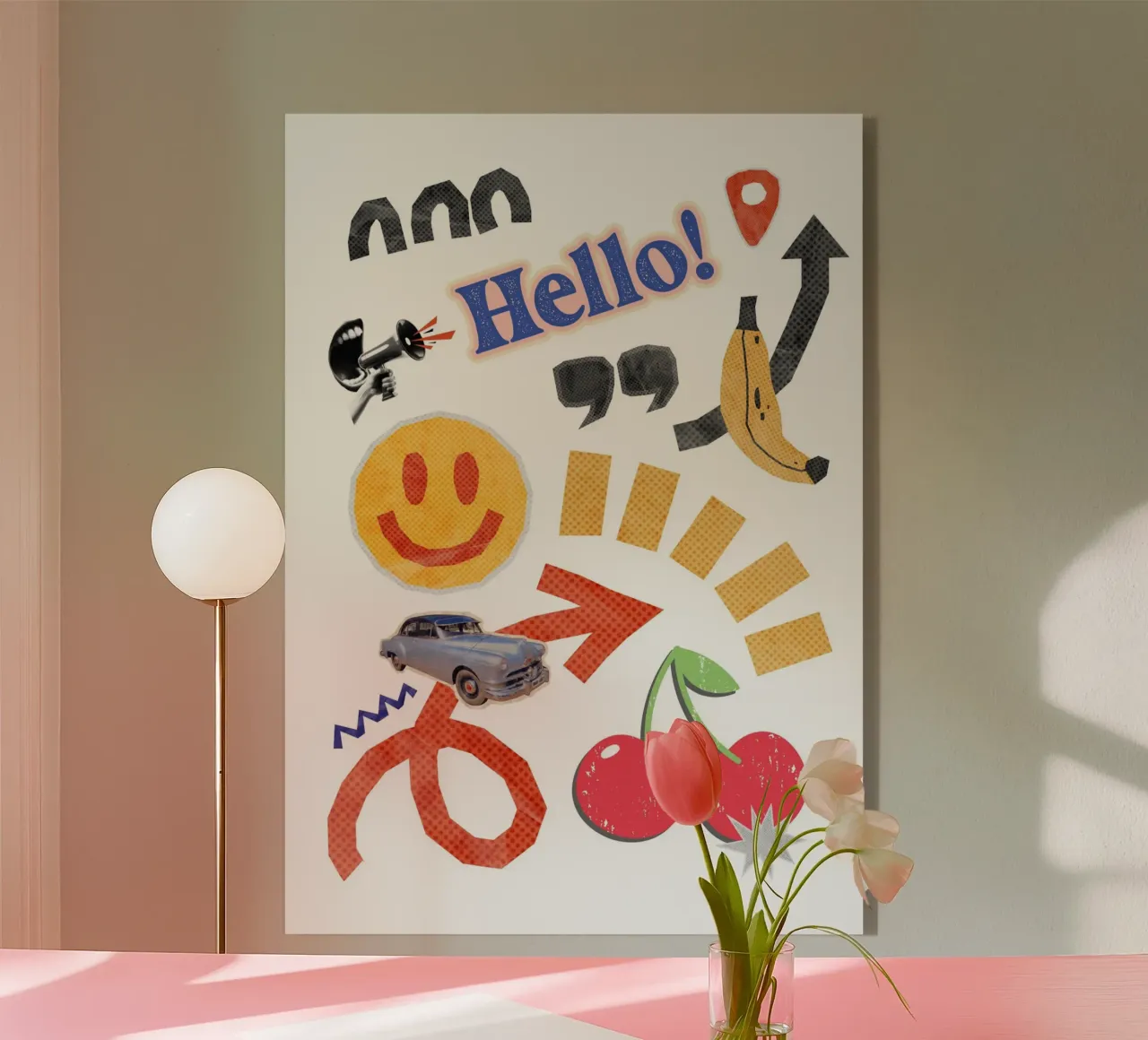 Hello retro collage plexiglass da Funkydays