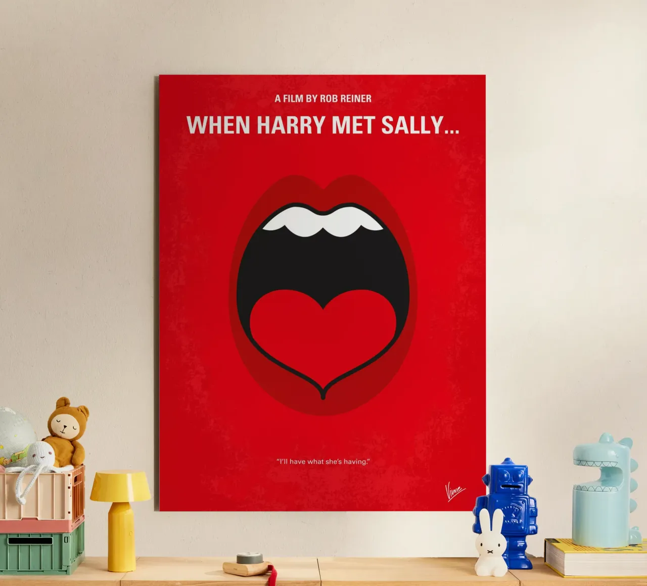 No405 My When Harry Met Sally minimal movie poster alluminio dibond da Chungkong